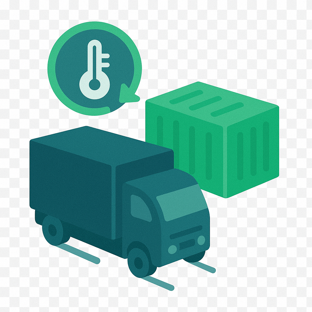 Logística Inversa y Control de Temperatura - Krom Global Logistics Barcelona - Ilustración servicio logística internacional transporte marítimo aéreo terrestre Europa México Estados Unidos