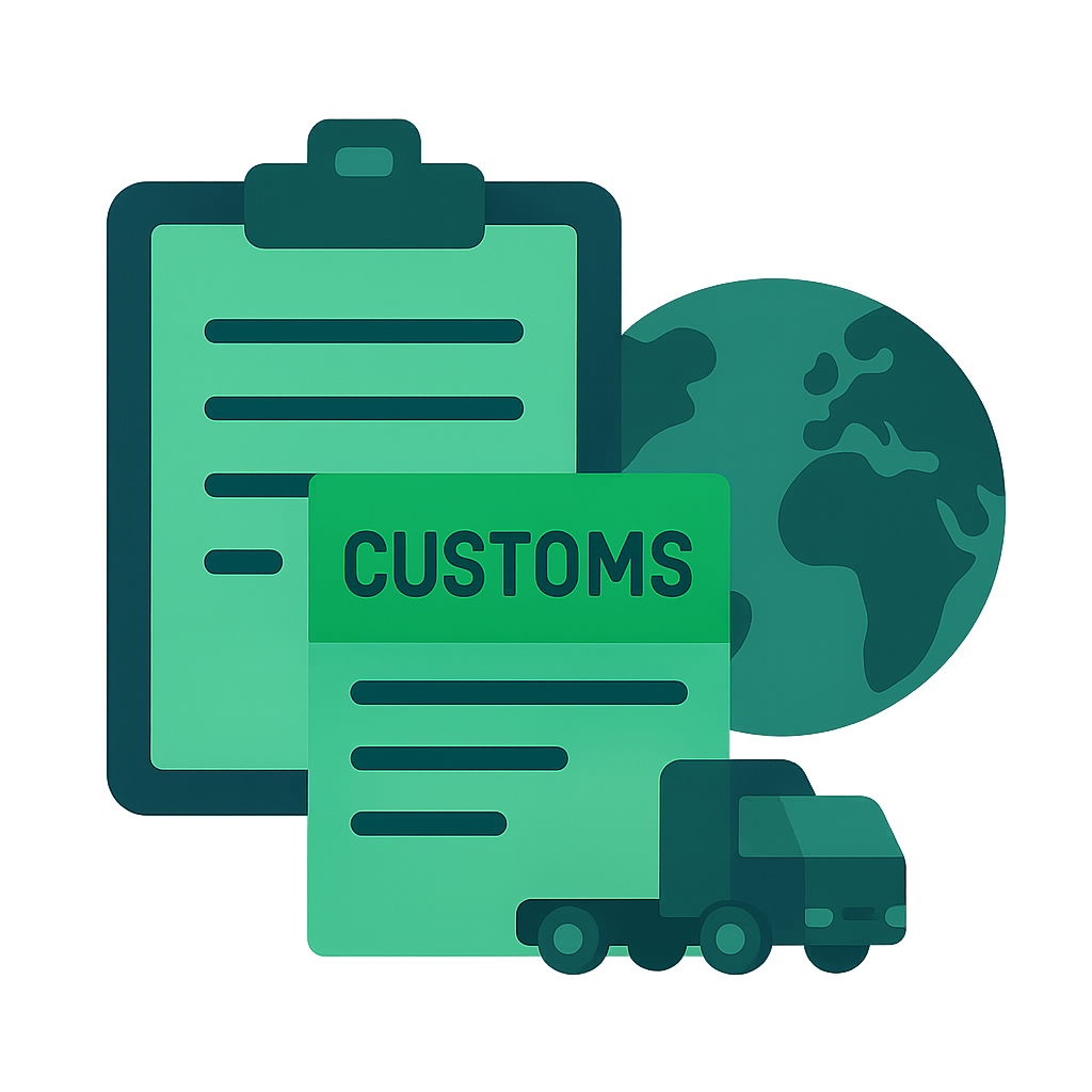 Gestión Aduanera y Documental - Krom Global Logistics Barcelona - Ilustración servicio logística internacional transporte marítimo aéreo terrestre Europa México Estados Unidos