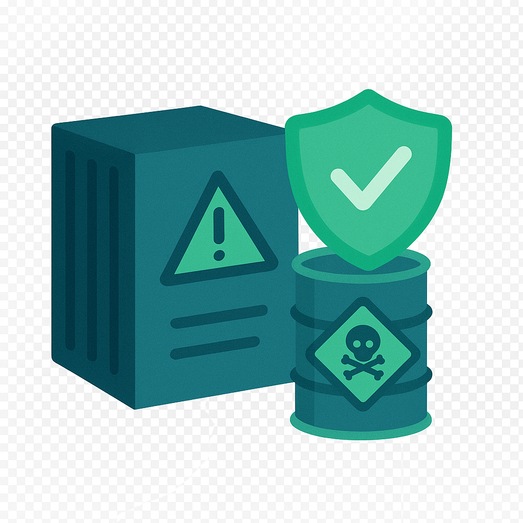 Logística de Productos Sensibles y Peligrosos - Krom Global Logistics Barcelona - Ilustración servicio logística internacional transporte marítimo aéreo terrestre Europa México Estados Unidos